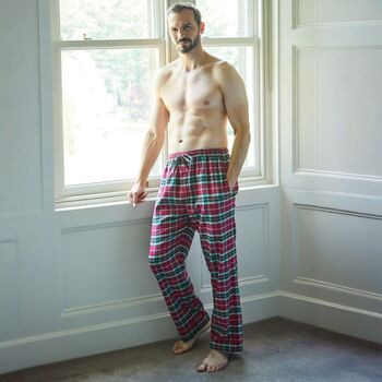 Men's 'Gaia' Tartan Brushed Cotton Pyjama Trousers, 3 of 4