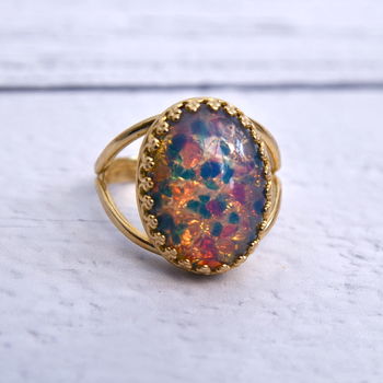 Pink And Blue Fire Opal Ring, 3 of 6
