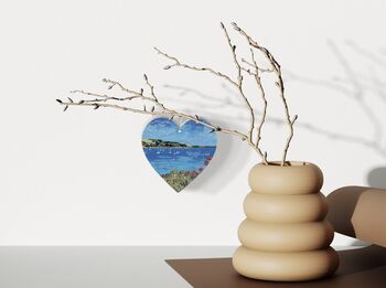 Falmouth View Cornwall Hanging Heart | Coastal Collage Gift, 2 of 2