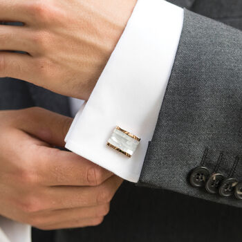 Rhodium Or Rose Gold Plated Mother Of Pearl Cufflinks, 9 of 10