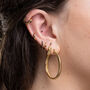 Black Stone Single Cartilage Hoop Earring, 7mm, thumbnail 6 of 7