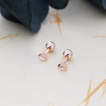 Extra Tiny Folded Heart Stud Earrings, 6 of 11