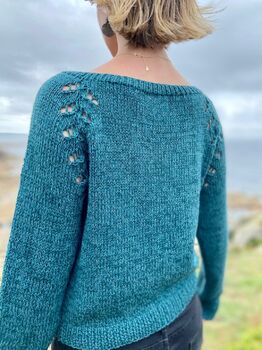 The Hand Knitted Seren Turquoise Cardigan, 4 of 4