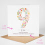 Floral Fun Personalised 9th Birthday Card, thumbnail 2 of 5