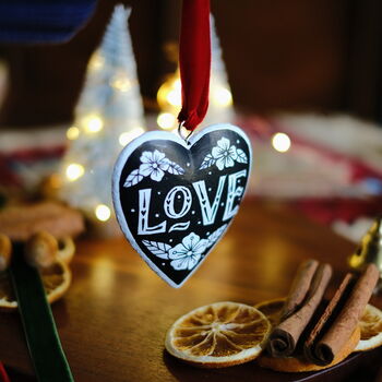 Hand Painted Christmas Love Decoration Red Velvet, 3 of 5