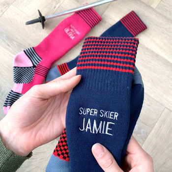 Super Skier Personalised Colourful Ski Socks, 4 of 4