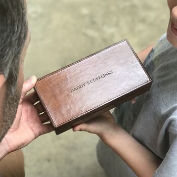 Personalised Leather Cufflink Box Two Colours, 2 of 11