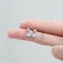 Sterling Silver Double Opal Dangle Earrings, thumbnail 2 of 12