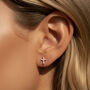 Women's Sterling Silver Tiny Pave Cross Stud Earrings, thumbnail 2 of 4