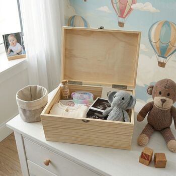 Personalised Hot Air Balloon New Baby Keepsake Box, 3 of 12