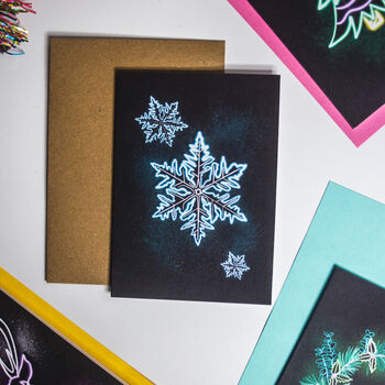 Neon Snowflake Christmas Greetings Card, 2 of 2