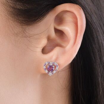 Purple Heart Lavender Amethyst Stud Earrings In Silver And Gold, 4 of 12