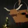 Highland Cow With Holly Hanging Decoration, thumbnail 2 of 2