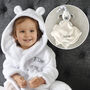 Personalised White Baby Gown With Puppy Comforter Set, thumbnail 1 of 12