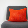Hand Knit Textured Cushion In Rust, thumbnail 2 of 7