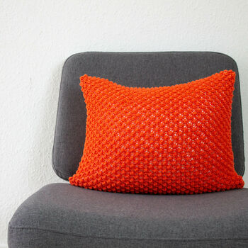 Hand Knit Textured Cushion In Rust, 2 of 7
