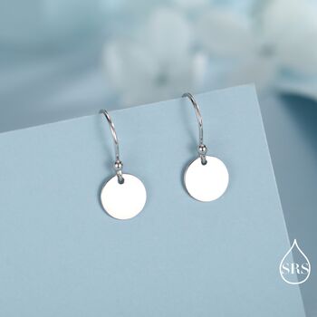 Sterling Silver Disks Drop Hook Earrings, 4 of 11