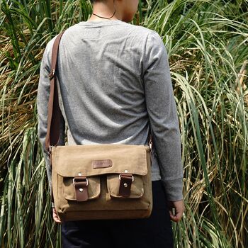 Colourway Canvas And Faux Leather Messenger, 4 of 8