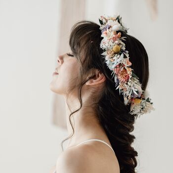 Mabel Pastel Bridal Dried Flower Crown Wedding Headband, 3 of 4