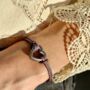 Woman's Personalised Purple Leather Remembrance Urn Bracelet For Ashes, thumbnail 1 of 11