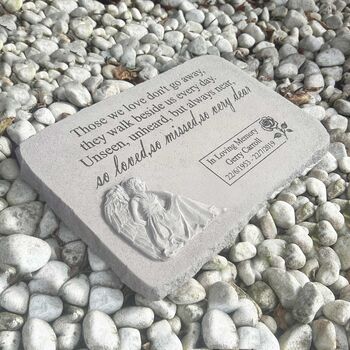 Personalised Large Angel Garden Memorial Stone 38cm X 27cm, 7 of 9