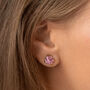 Pink Swarovski Crystal Stud Earrings, thumbnail 5 of 6