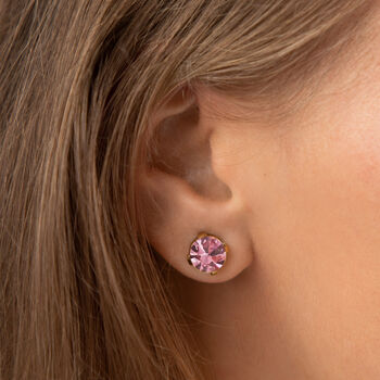 Pink Swarovski Crystal Stud Earrings, 5 of 6