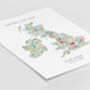 Personalised Floral Map Of British Isles Unframed Print, thumbnail 3 of 3