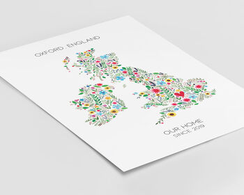 Personalised Floral Map Of British Isles Unframed Print, 3 of 3
