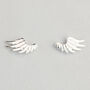 Sterling Silver Feather Angel Wing Stud Earrings, thumbnail 3 of 5
