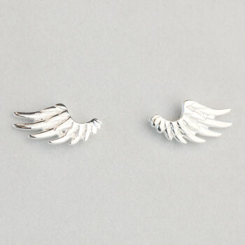 Sterling Silver Feather Angel Wing Stud Earrings, 3 of 5