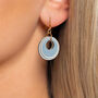 Blue And Cream Circular Earrings • Gold Plated Sterling Silver Hooks, thumbnail 2 of 9
