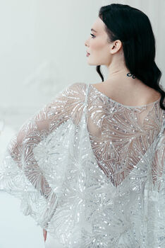 Beaded Bridal Cape Art Deco Wedding Capelet, 4 of 12