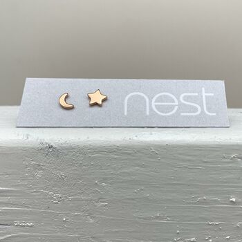 Star And Moon Stud Earrings, 2 of 4