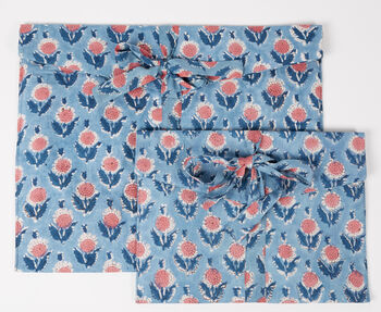Fabric Gift Bag, Blue Sunflower Design, 4 of 4