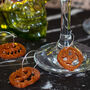 Glitter Acrylic Halloween Pumpkin Wine Glass Charms, thumbnail 3 of 3