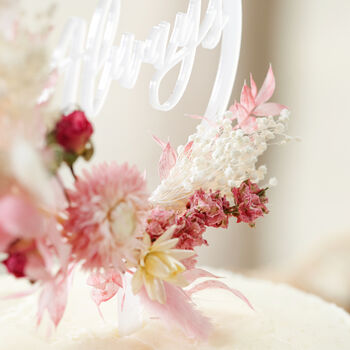 Personalised Dried Flower Acrylic Wedding Cake Topper, 9 of 12