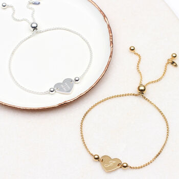 Personalised Silver Or 18ct Gold Plated Heart Bracelet, 2 of 5