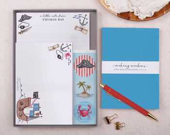 A5 Personalised Children's Stationery Set Gift With Pirate Design, 2 of 9