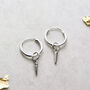 Sterling Silver Petite Hoop Earrings With Spikes, thumbnail 2 of 8