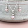 Silver Heart And Pearl Pendant And Drop Earrings Set, thumbnail 3 of 10