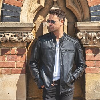 Luxury Leather Sheepskin Biker Black Jacket, 5 of 6