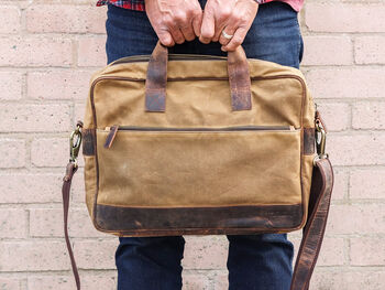 Canvas And Leather Laptop Bag, 2 of 12
