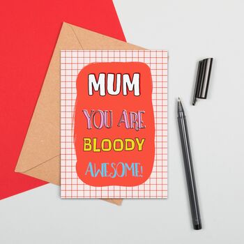 Large Size Bloody Awesome Mum Card, 2 of 2