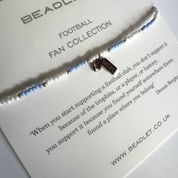 Manchester City Mcfc Bead Bracelet With Heart Charm, 3 of 6
