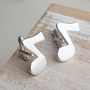 Silver Eighth Note Musical Cufflinks, thumbnail 3 of 7