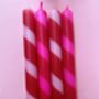 Pink And Red Candy Striped Candles 'Pink Candy Cane', thumbnail 3 of 3