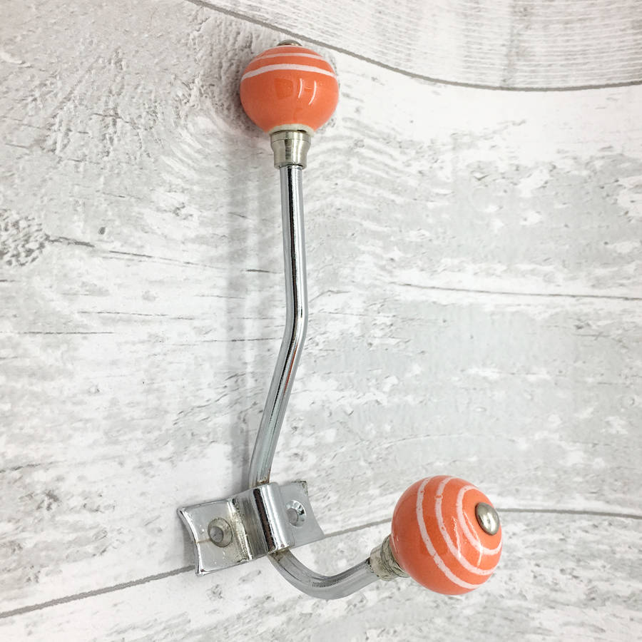 striped round coloured ceramic coat hooks racks by g decor