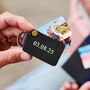 Anniversary Personalised Leather Keyring With Four Metal Photo Cards With Hot Stamped Initials, Name Or Date, thumbnail 1 of 6
