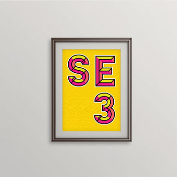Se3 London Postcode Neon Typography Print, 3 of 4